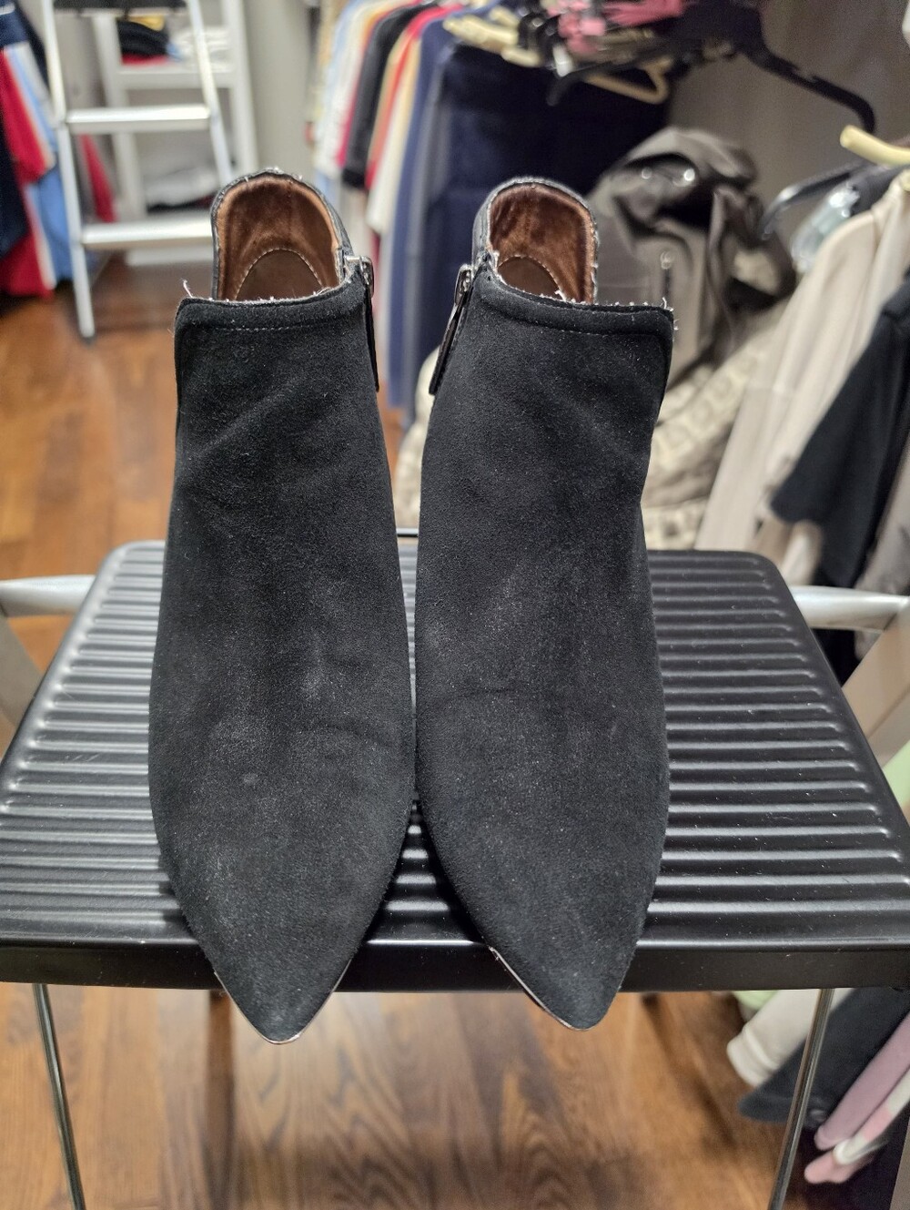 Classic Donald Pliner Black Suede Pointed Ankle Booties